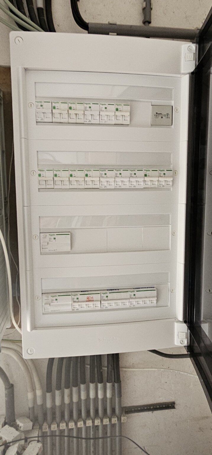 Nieuwe Schneider zekeringkast na de werken door Elektriciteitswerken Elen